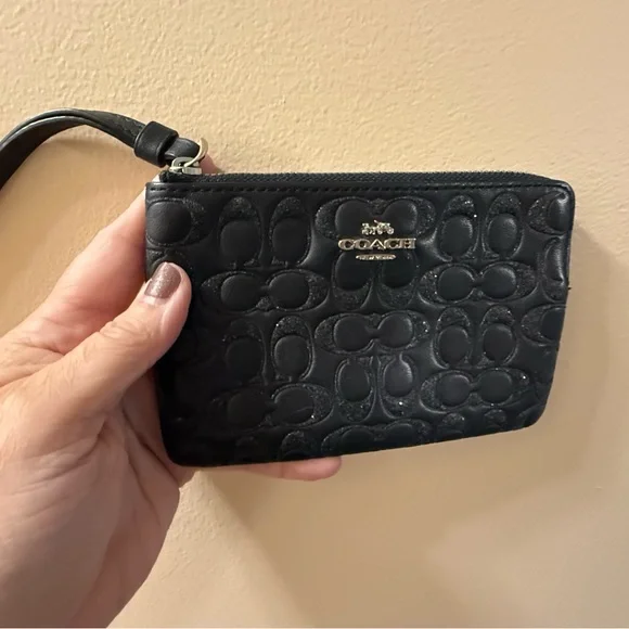 Coach Bags Coach Black Wristlet With Silver Hardware And